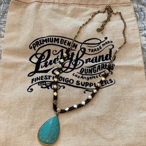 Lucky Brand turquoise & gold necklace w/ dust bag